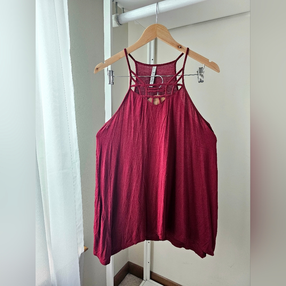 Burgundy Flowy Tank